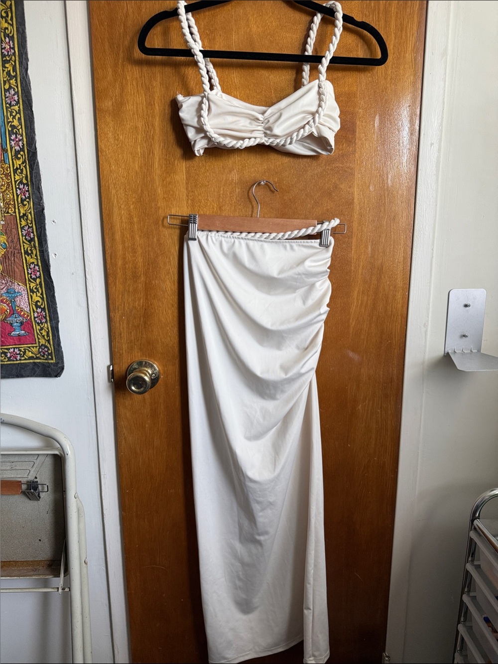 Cream Bra Top and Maxi Skirt Set